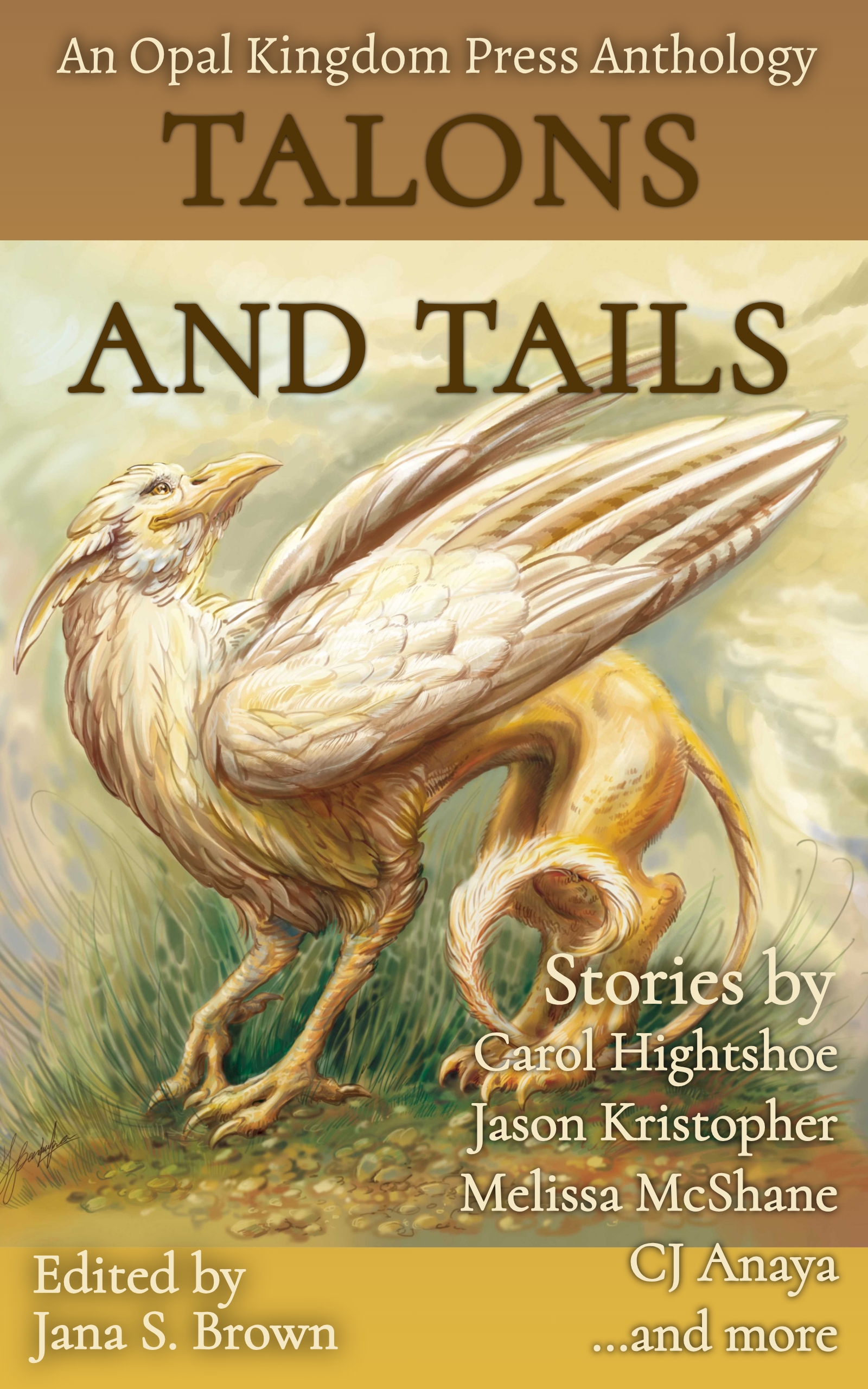 A book cover for Talons and Tails by Opal Kingdom Press with a griffin on it